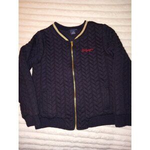 Tommy Hilfiger Girls Cardigan Jacket Sweater Size 6 Black Gold Red Logo